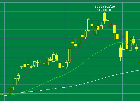 株価の上昇と下落の例 日足チャート